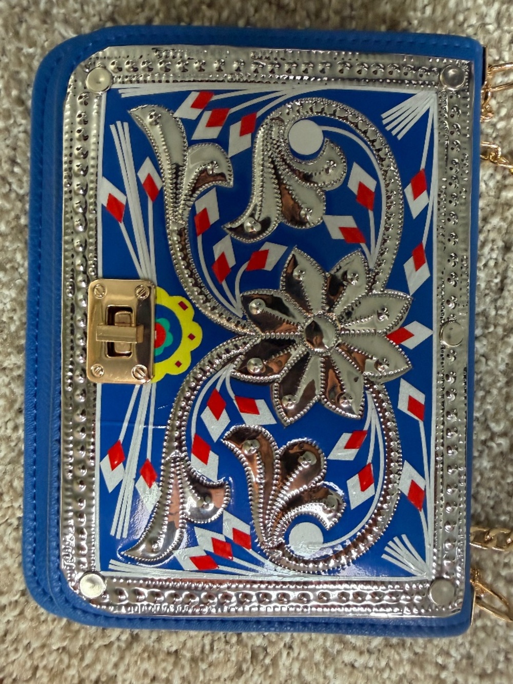 NEW Handmade Artisan Truck Art Chamakpatti Crossbody Bag – Vibrant Royal Blue